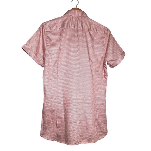 TED BAKER Men's Slim Fit GEO Print Short Sleeve Shirt Size 1 (XS) NWT Orange - Picture 3 of 10